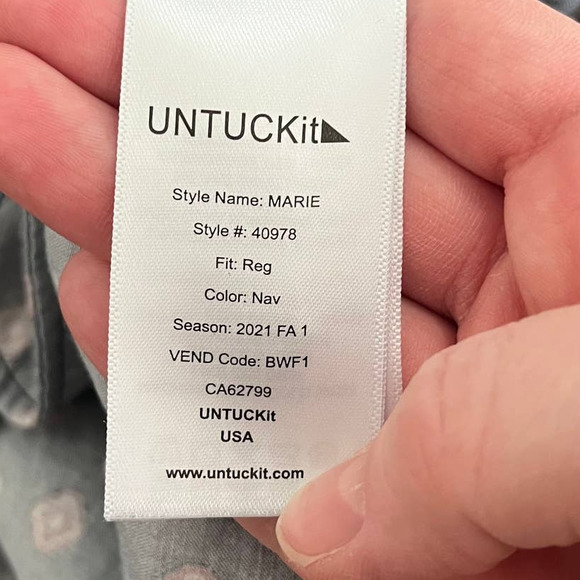 UNTUCKit Dark Blue and Coral Dot Long Sleeve Dress - Picture 4 of 7